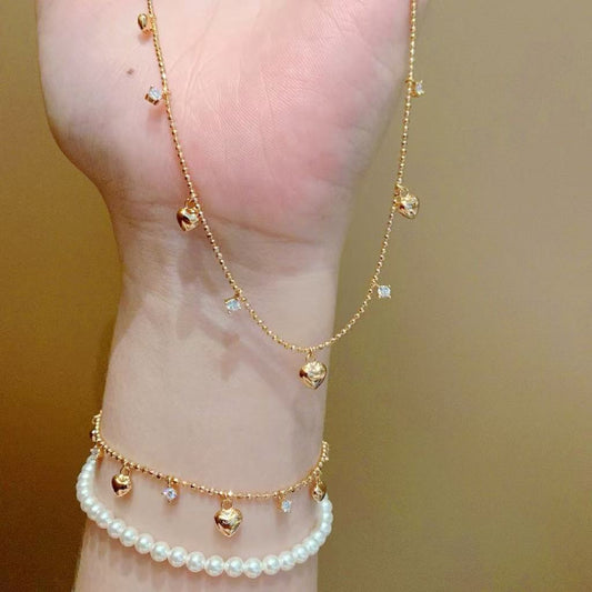 Love Heart Shining Zircon Necklace & Bracelet SET