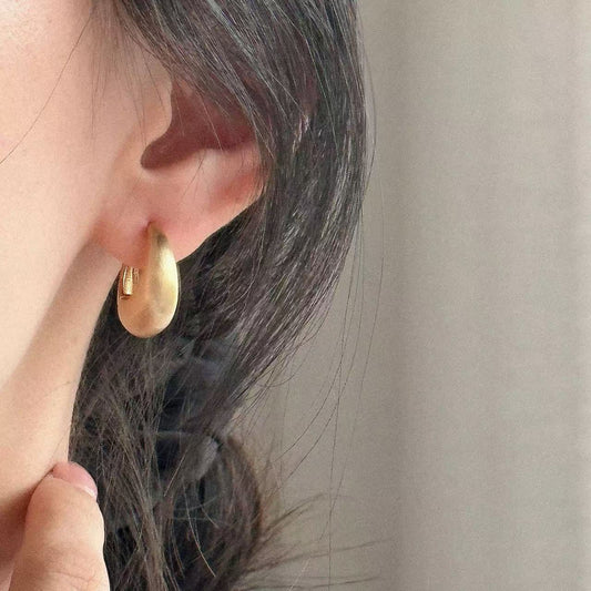 18K Gold Plated Matte Brushed Earring