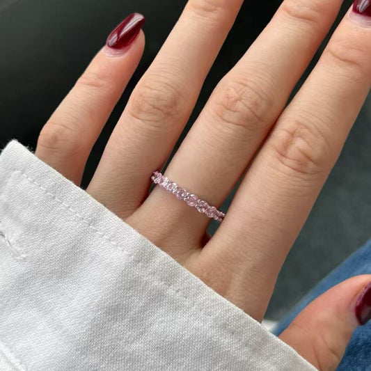 S925 Sterling Silver Full set with Pink Zircon