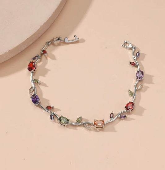 Branches and leaves tourmaline colored gemstones Candy-colored Lily of the Valley bracelet