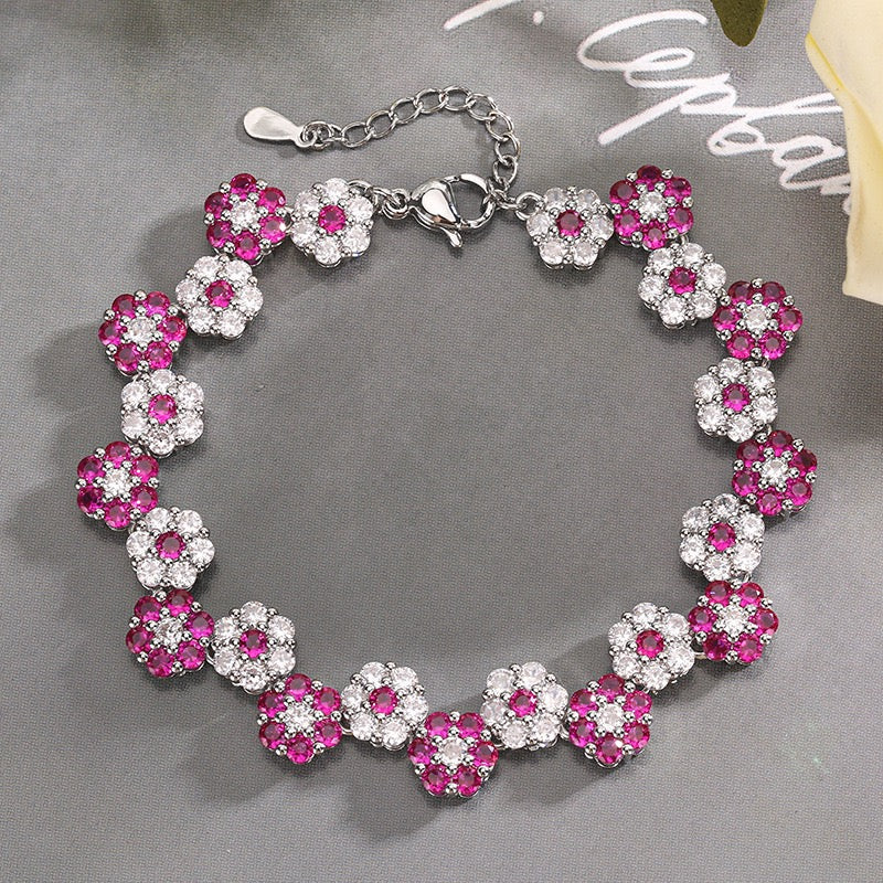 Zircon Flower Bracelet Necklaces suit