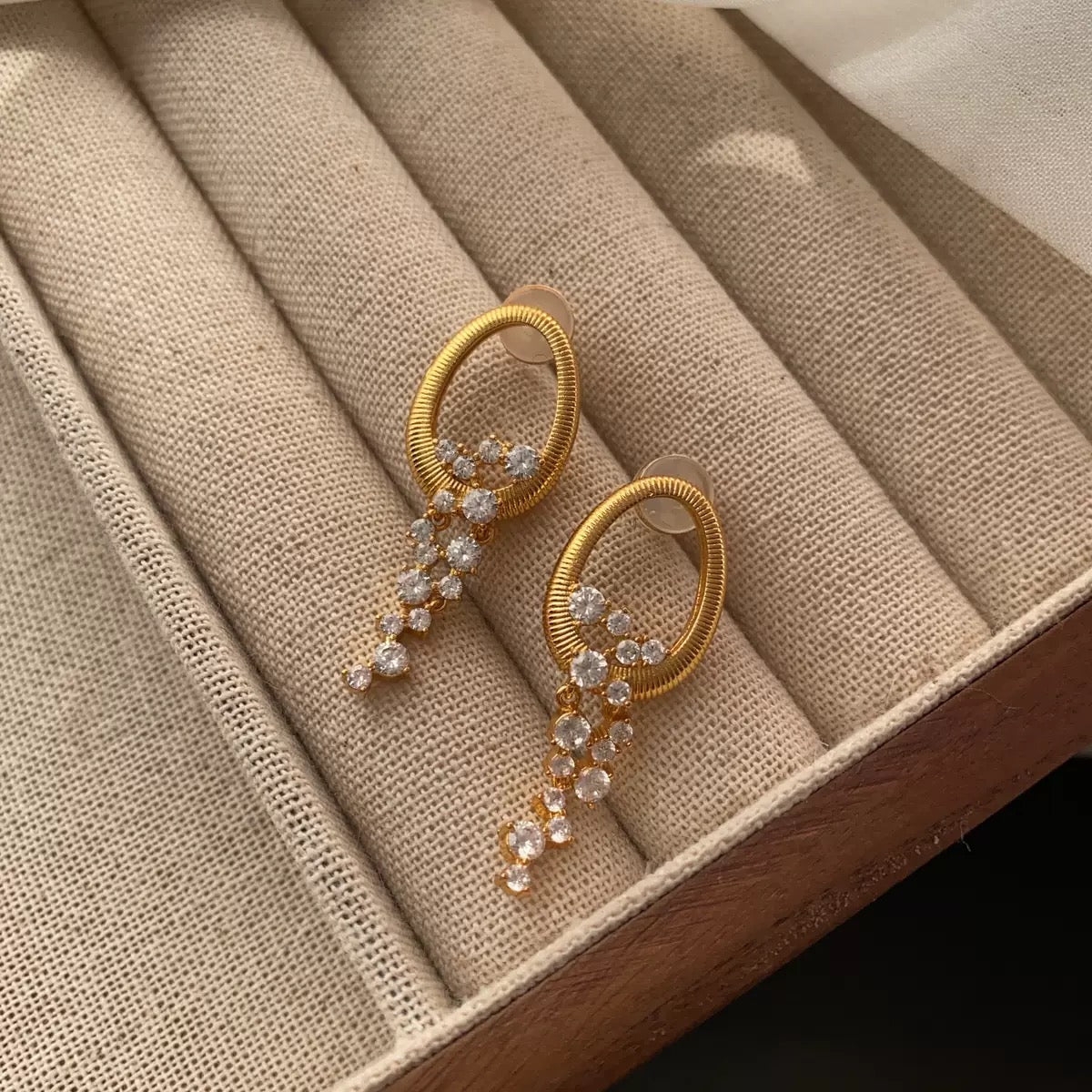 Gold-Plated Tassel Stud Earrings