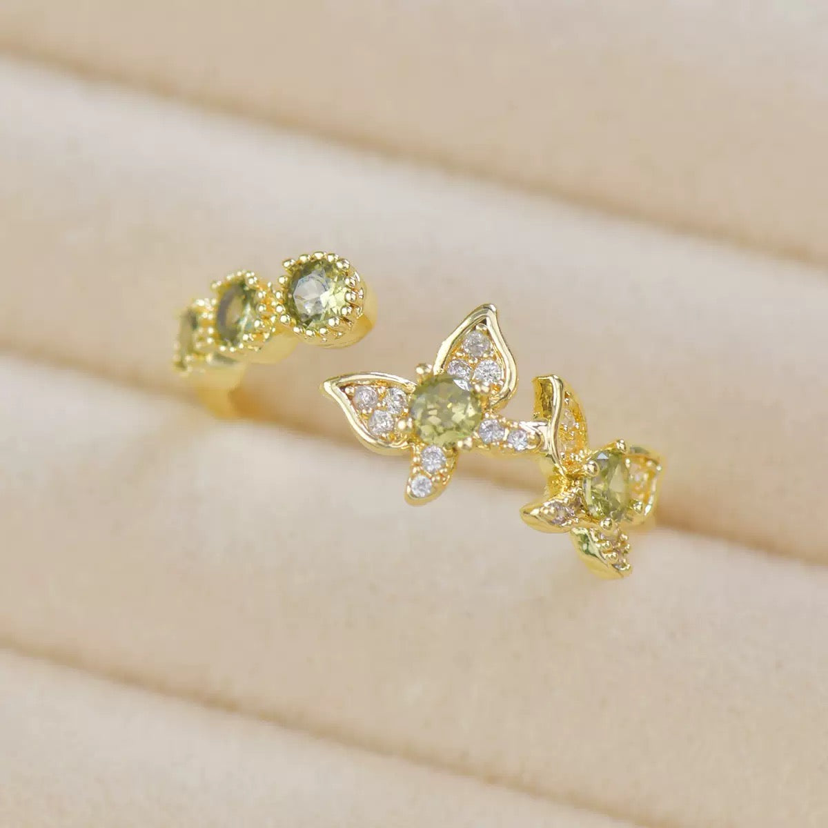Olive Green Butterfly Jewelry Set