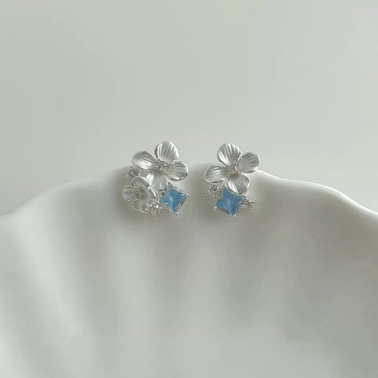 Zircon Floral Stud Earrings