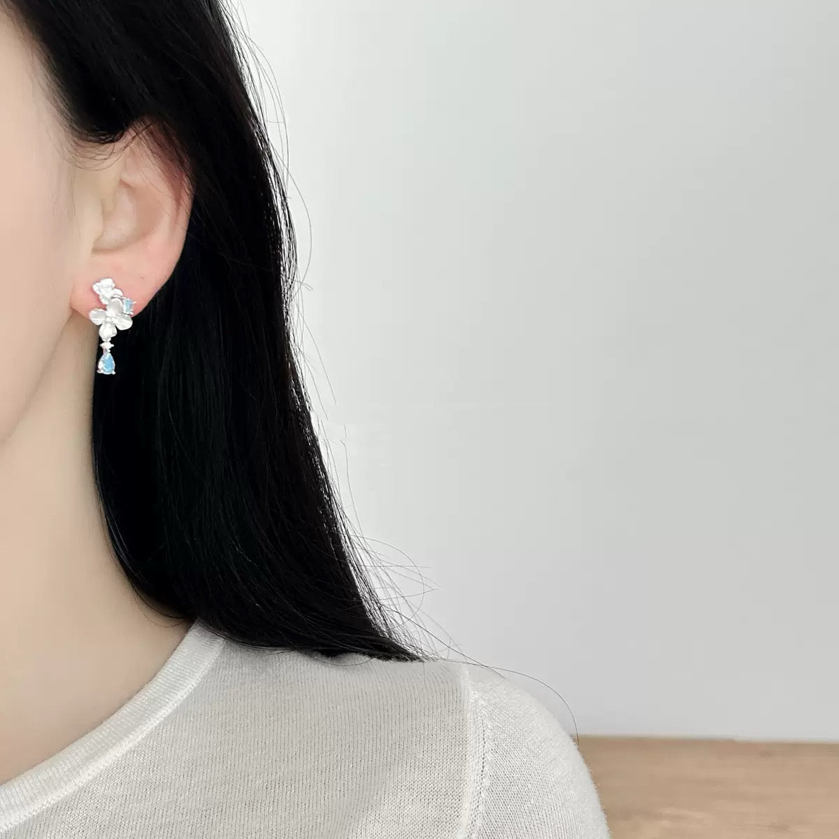 Zircon Floral Stud Earrings