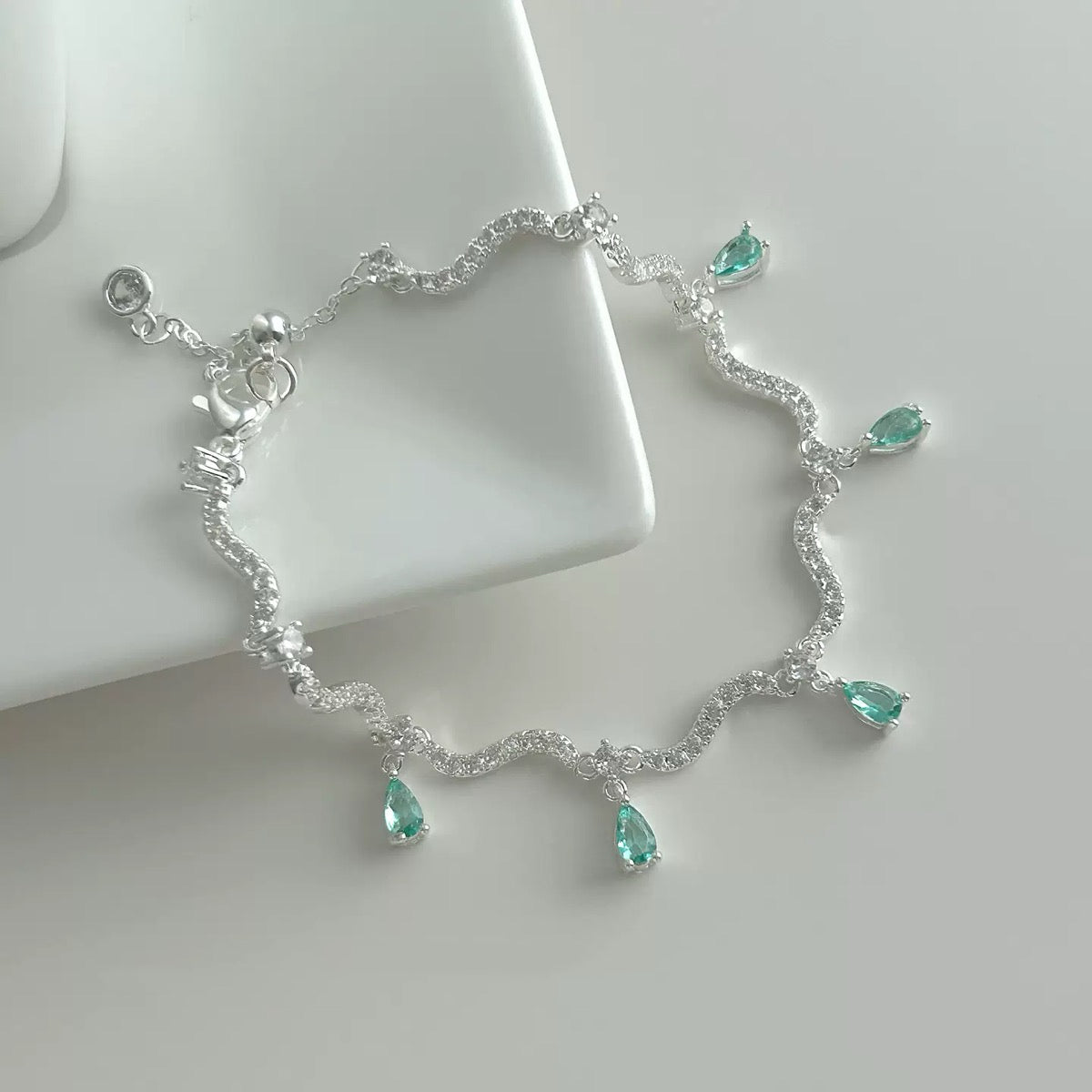 Teardrop Green Crystal Bracelet