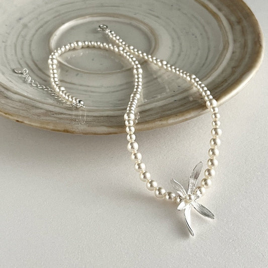 Silver Pearl Orchid Jewelry Set