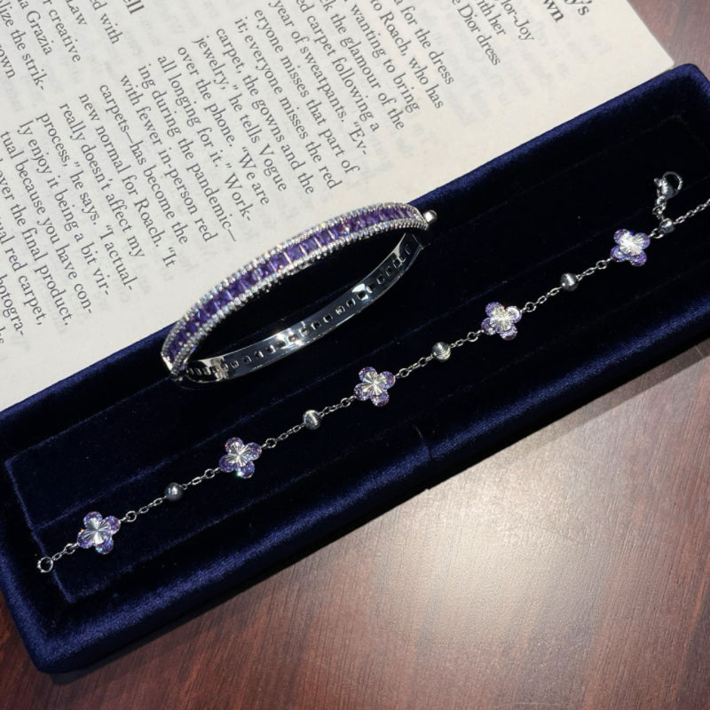 Purple Zircon Clover Bracelet
