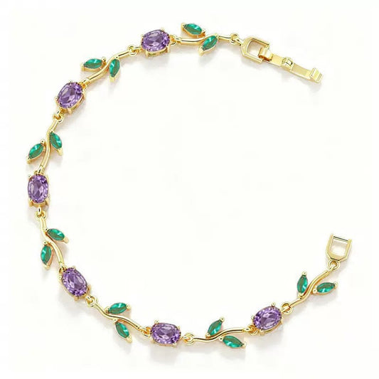 Colorful Zircon Leaf Bracelet