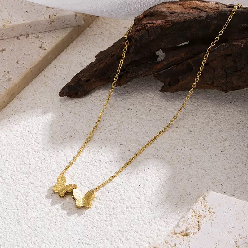 Two Butterfly Necklace Stainless steel