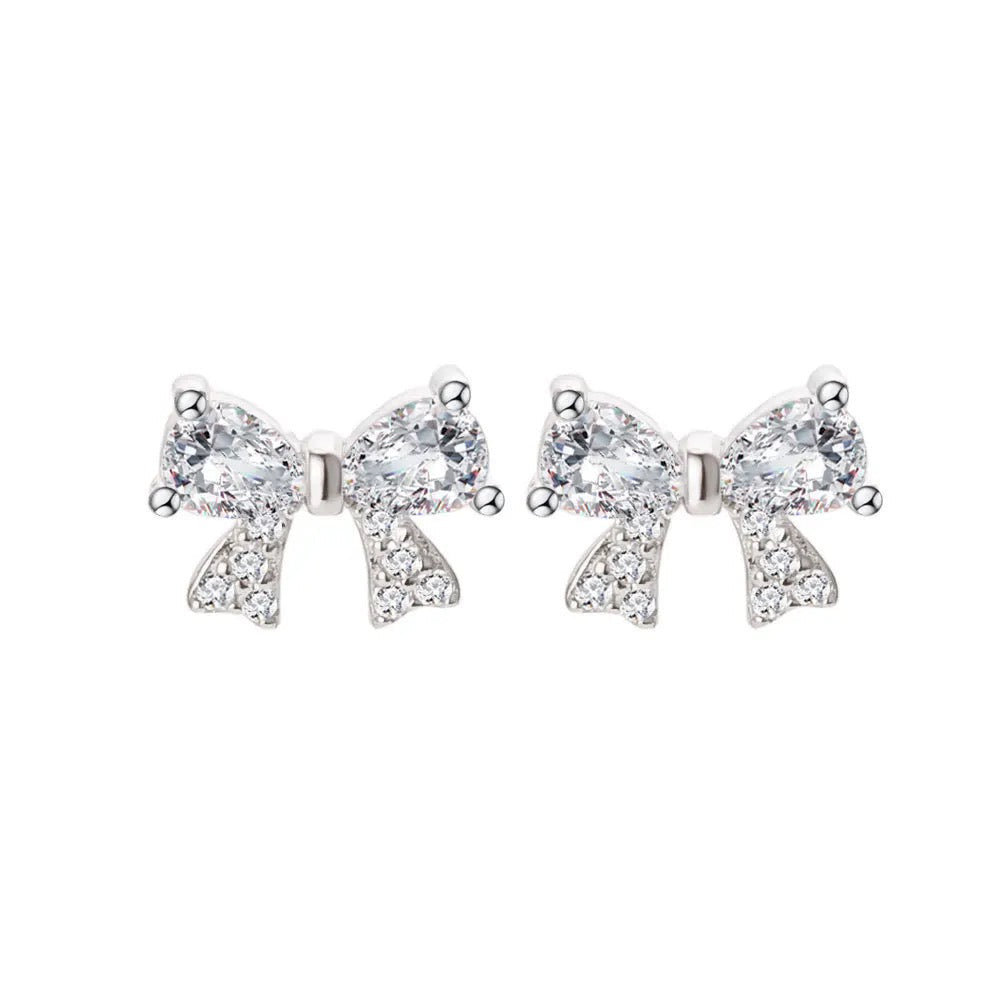 "DIAMOND BOW" STERLING SILVER EARRING