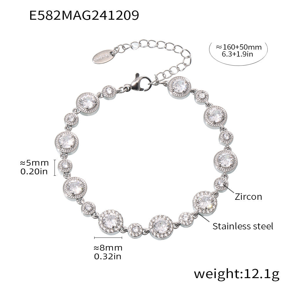 Stainless Steel Handmade Inlaid Super Flash Geometric Zircon Gestar Bracelet