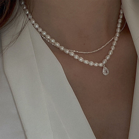Water Drop Zircon Freshwater Pearl Necklace