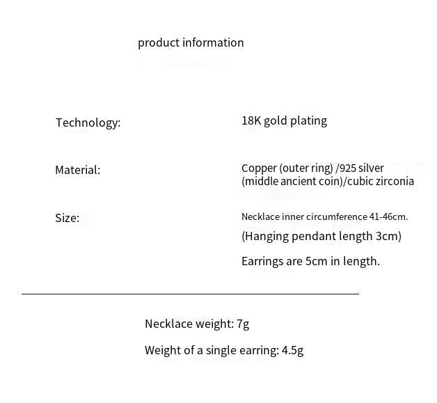 Apollo Silver Coin Necklace Earrings Jewelry Set