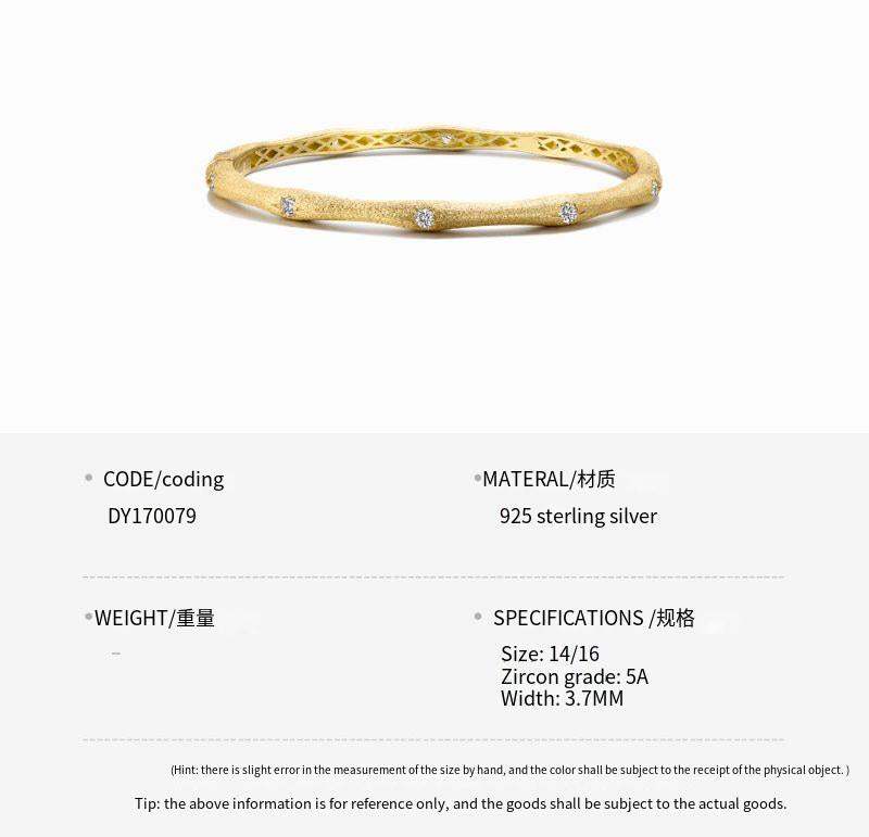 S925 Sterling Silver Bracelet Women's Brushed Craft Zircon Inlaid