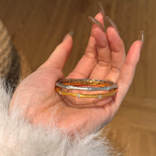 S925 Sterling Silver Bracelet Women's Brushed Craft Zircon Inlaid