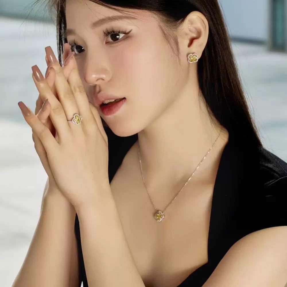 Gold Four-leaf Clover SET