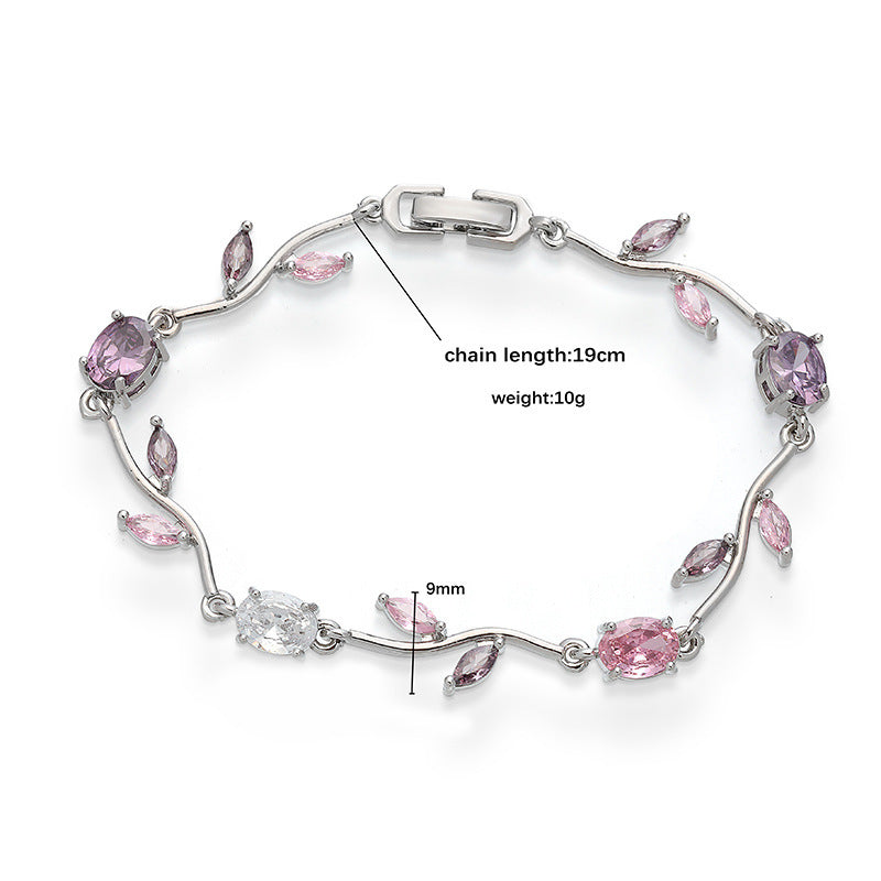 Branches and leaves tourmaline colored gemstones Candy-colored Lily of the Valley bracelet