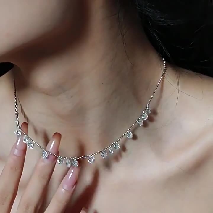 S925 sterling silver gypsophila necklace