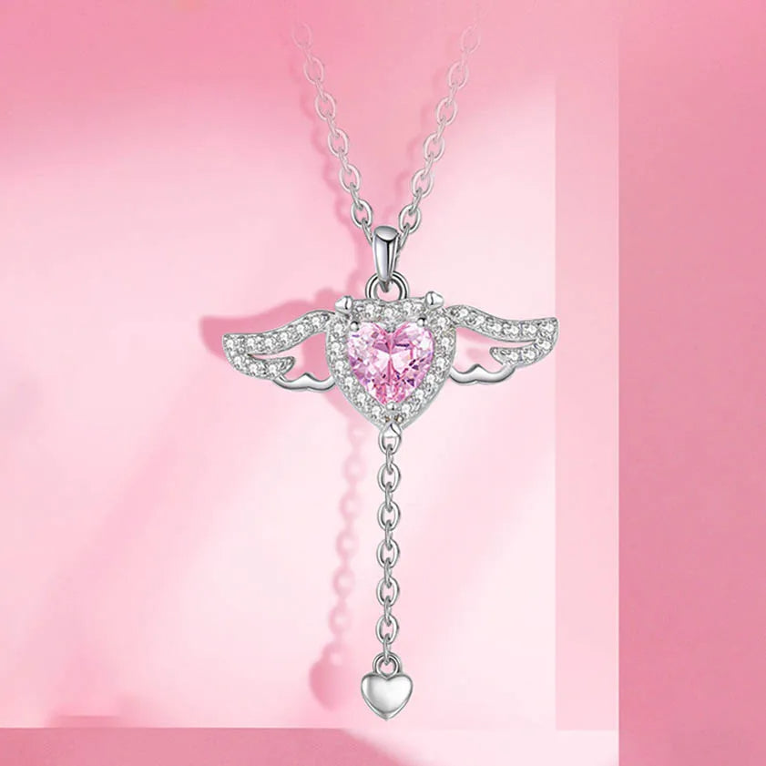 PINK) ANGEL HEART Necklace – ABB JEWELRY