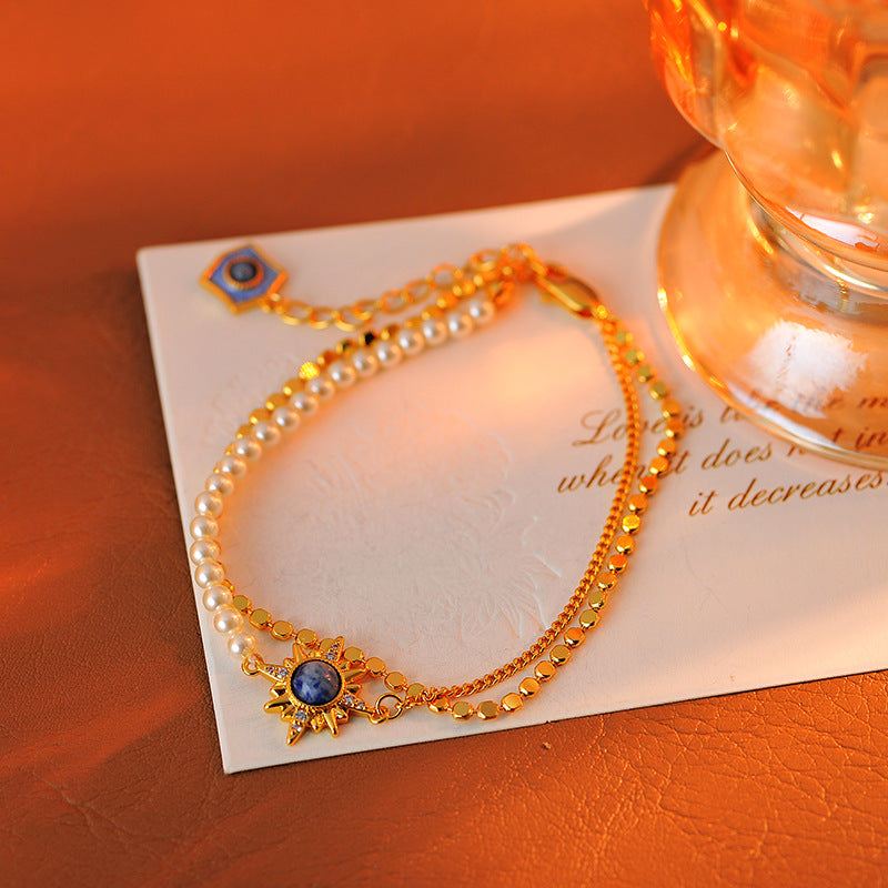 Double Blue Eight-Mountain Star Necklace Earring Bracelet Set