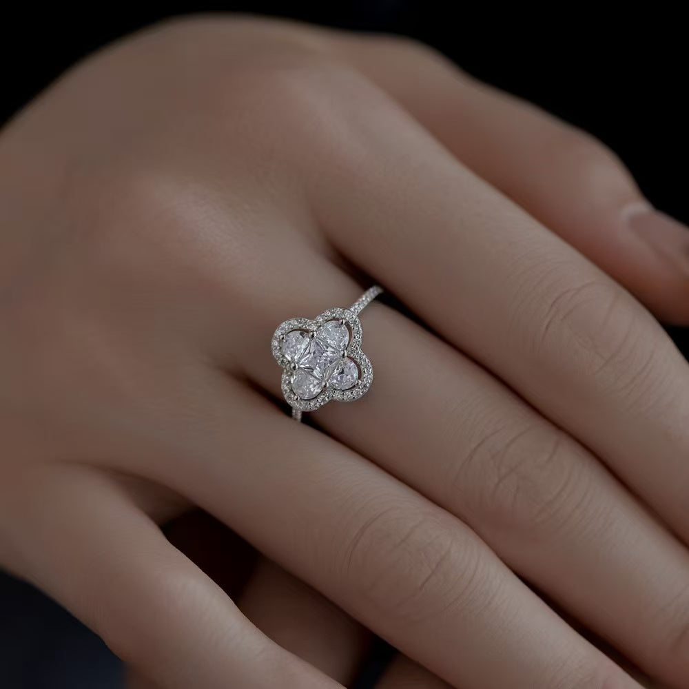 Silver Four-leaf Clover SET