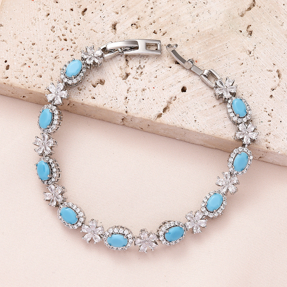 High quality zircon flower oval bracelet