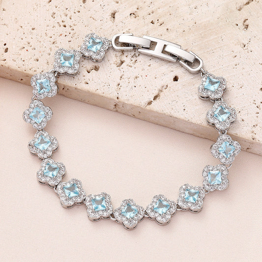 High quality zircon flower oval bracelet