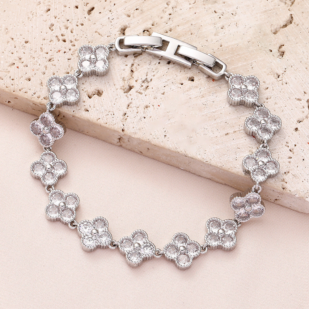 High quality zircon flower oval bracelet
