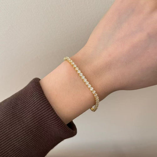 S925 Sterling Silver Full Set with Premium Zircon Bracelet 18K Gold-plated