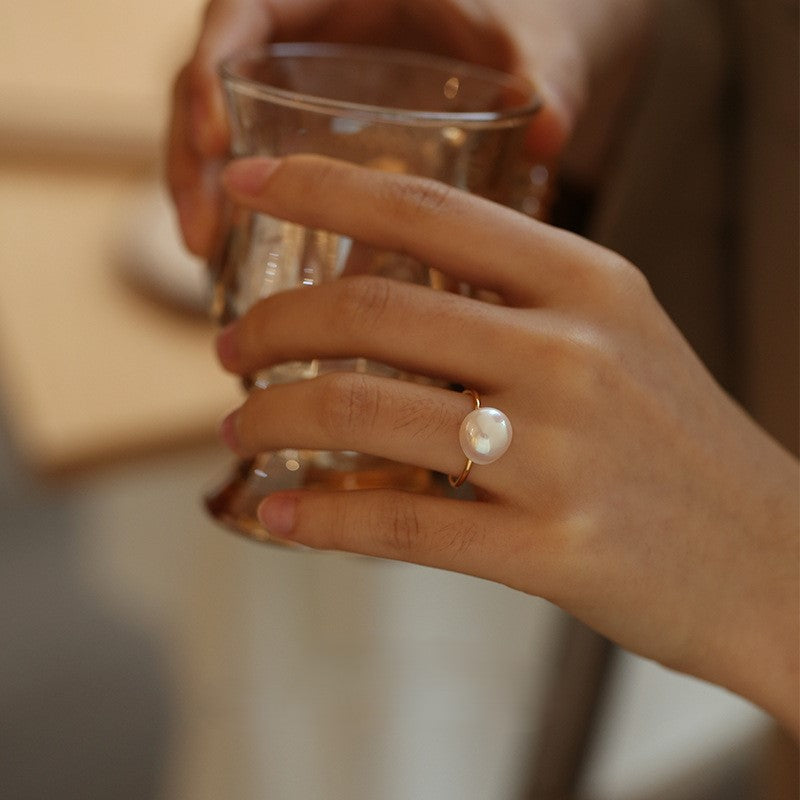 Natural Baroque Pearl High-grade Open Ring