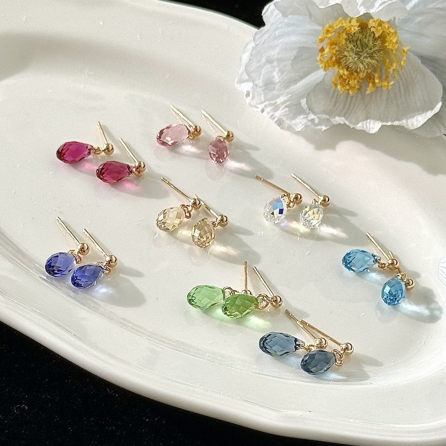 Hand-made Swarovski multicolor crystal earrings S925 silver needle