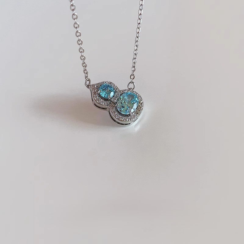 Super Flash Blue Crystal Gourd pendant necklace