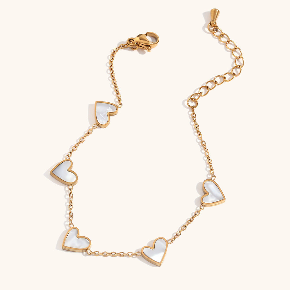 Stainless steel plated 18K Bai Bei heart gold bracelet.