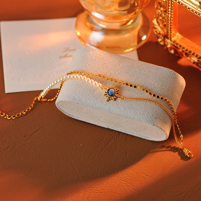 Double Blue Eight-Mountain Star Necklace Earring Bracelet Set