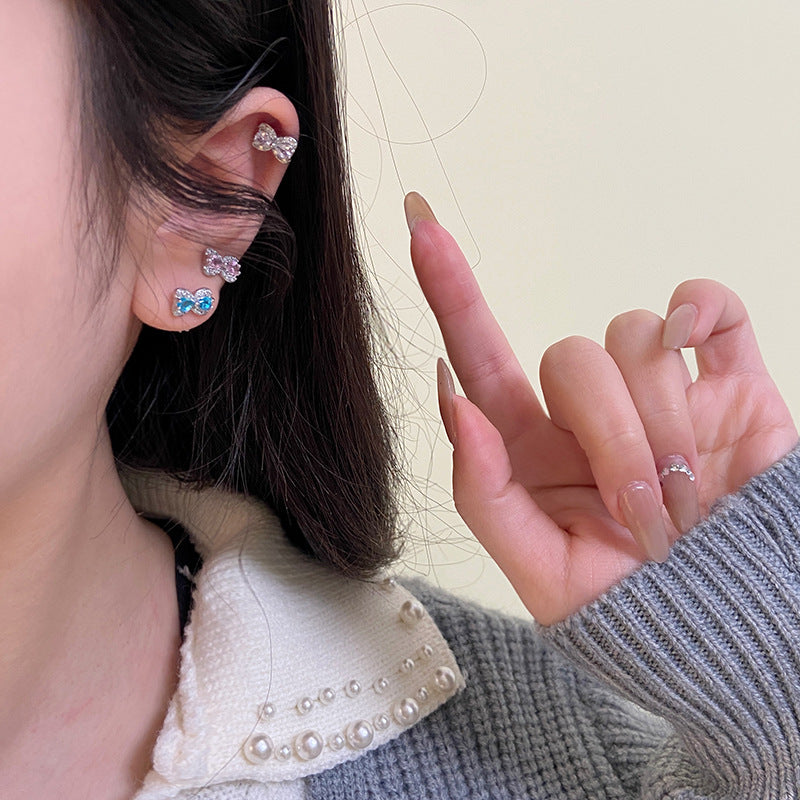 Super Flash Zircon Bow Earrings