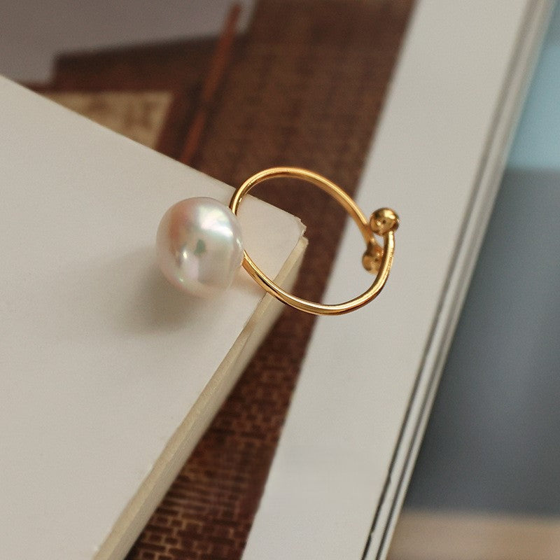 Natural Baroque Pearl High-grade Open Ring