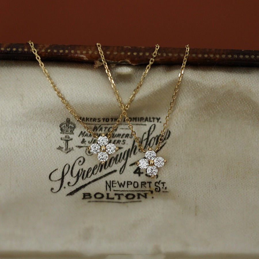 S925 silver plated 18K gold clover necklace bracelet ring earrings set