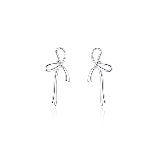 S925 sterling silver bow pierced earrings