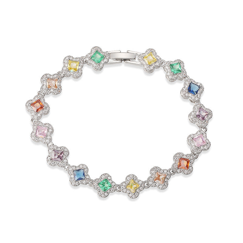 Colorful Zircon Clover Bracelet