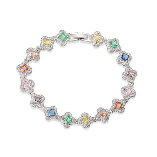 Colorful Zircon Clover Bracelet