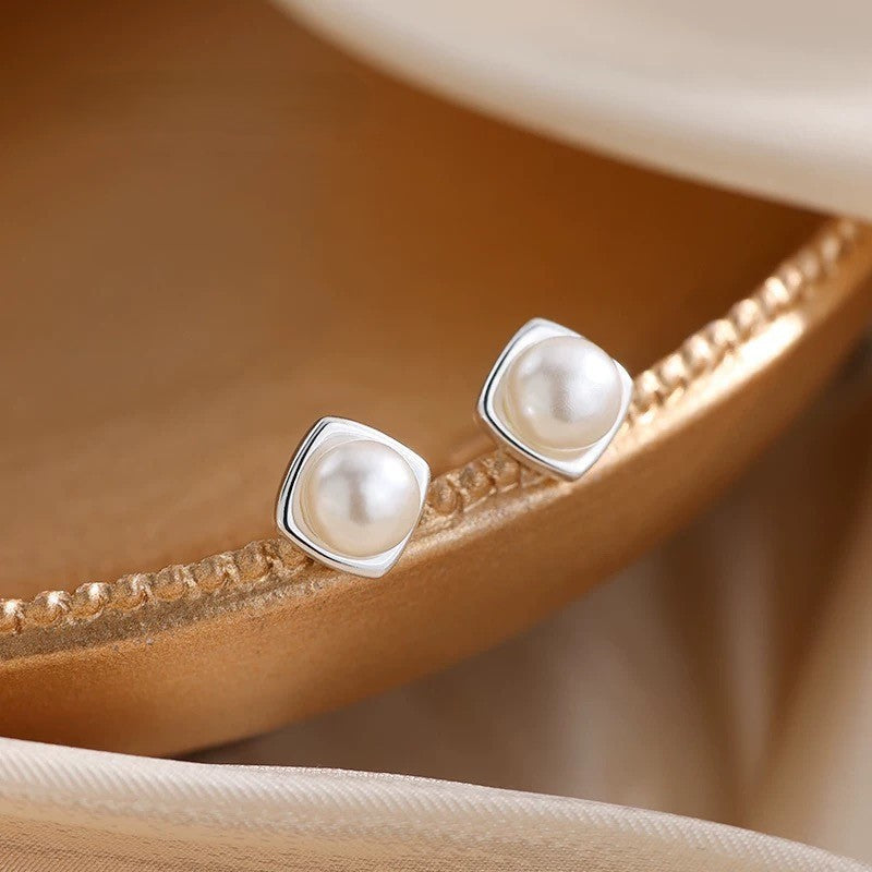 S999 sterling silver pearl earrings