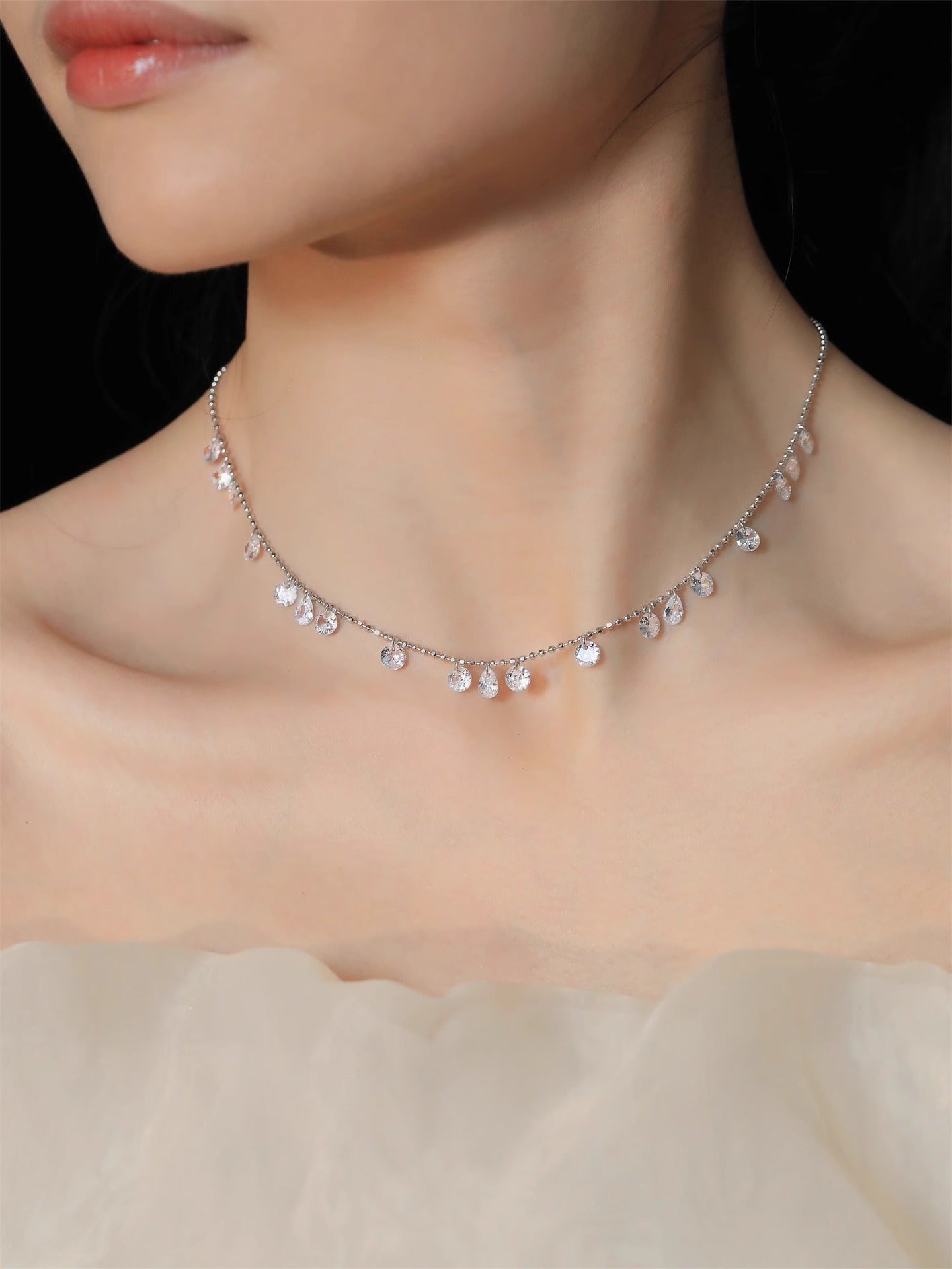 S925 sterling silver gypsophila necklace