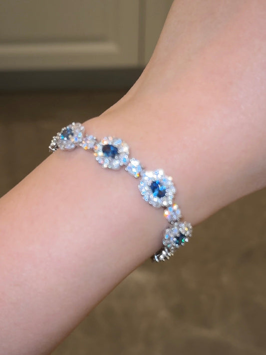 Ice Blue Flower Bracelet
