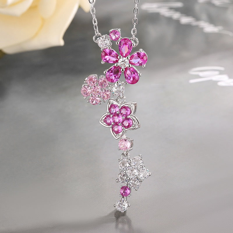 Zircon Flower Bracelet Necklaces suit