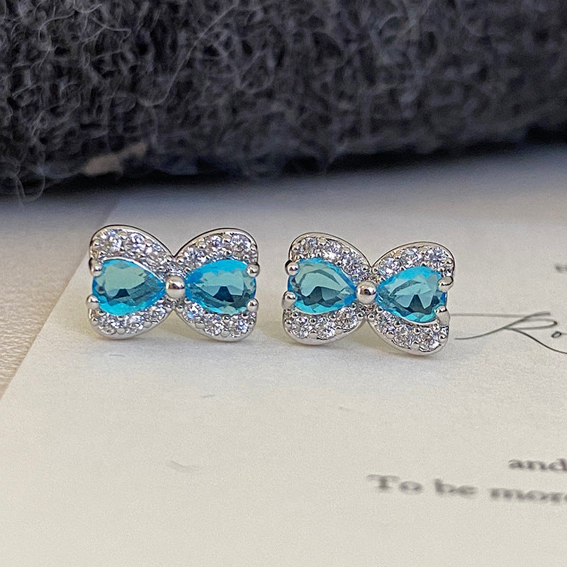 Super Flash Zircon Bow Earrings