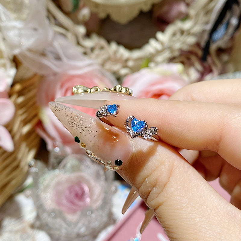 Super Flash Sea Blue Zircon Ring with 18K Gold Plating