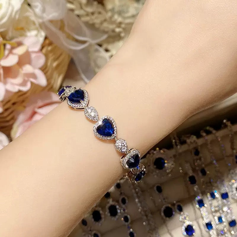 Sapphire Blue Heart Bracelet