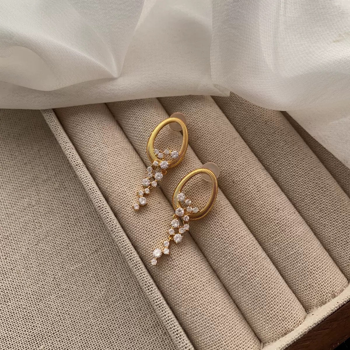 Gold-Plated Tassel Stud Earrings