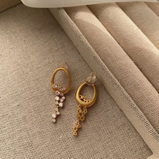 Gold-Plated Tassel Stud Earrings
